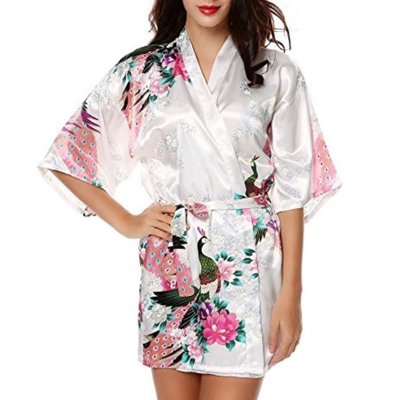 Other - White Satin Peacock Robe Size Medium